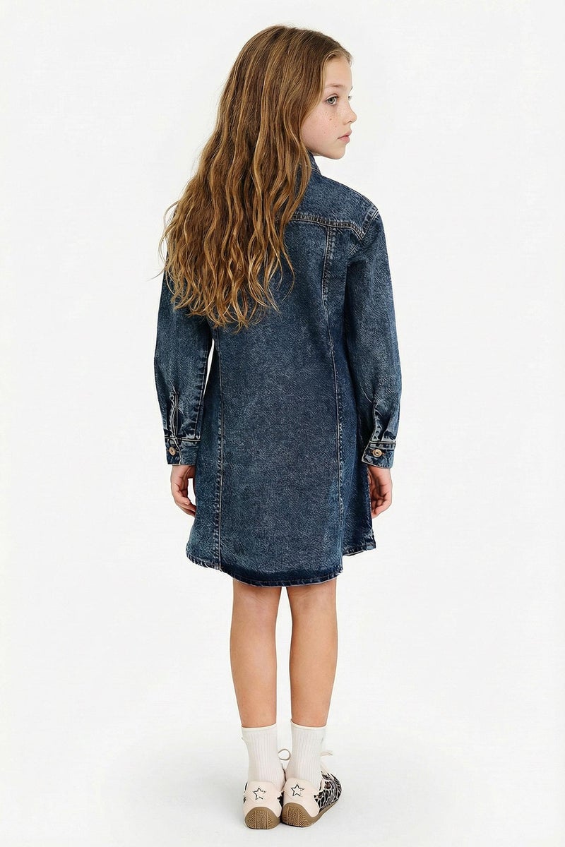 ديفاكتو فستان جينز بناتي كم طويل - Image 4